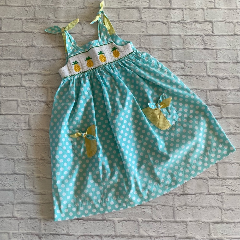 EUC! 2T Smocked Gingham & Pineapple Sundress